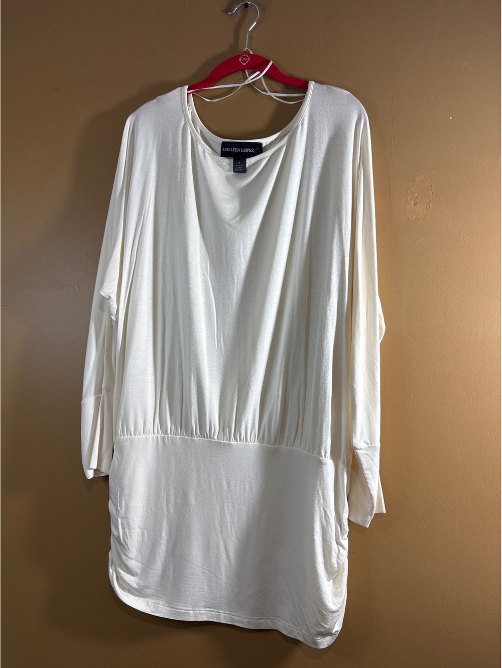 HC1183. Colleen Lopez Cream Long Sleeve Tunic Dress Size 1X